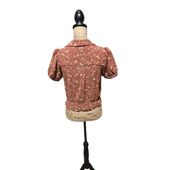 Monteau Los Angeles Pink floral crop grannycore top size medium - Picture 2 of 4